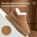 Cozy Corduroy Warm Cotton Slippers Women Men Winter Fuzzy Furry Indoor House Shoes Thick Platform Anti-Slip Plush Footwear