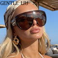Women Sunglasses Y2K Oversized Shield Mask Sunglasses Women Futuristic Visor One-Piece Steampunk Big Frame Goggles Punk Shades Windproof Eyewear