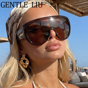 Women Sunglasses Y2K Oversized Shield Mask Sunglasses Women Futuristic Visor One-Piece Steampunk Big Frame Goggles Punk Shades Windproof Eyewear