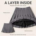 Women High Waist Pleated Mini Skirt with Inner Shorts Solid Color A Line Polyester Skirt Spring Summer Casual XS-XXXL