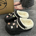 2026 Winter Women Platform Slippers Warm Fur Cute Girls Decoration Slippers Fluffy Comfortable Slip On Casual Soft Plush Shoes