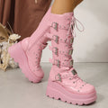 2026 New Women Platform Boots High Quality Punk Gothic Booties Fashion Knee-high Boots Belt Buckle Large Size Shoes for Women