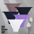 FINETOO 5Pcs Lace Cotton Solid Briefs For Women Sexy Comfortable Panties Female Soft Underwear Breathable Intimates Lingerie