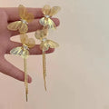 Exquisite Butterfly Flower Pendant Earrings Golden Vintage Earring Fashion Wedding Party Jewelry Accessories