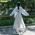 Romantic Ruffles Long Dresses Mori Girls Village Rural Summer Holiday Date Flower Floral Print Outfits Show Cute Sweet Dress