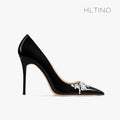 Fashion Celebrity Emerald Sexy Pumps with Crystal Ear of Wheat Women Autumn Spring Shoes Black Luxury Brand Designer Stilettos
