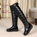 Winter Back Bow Waterproof Down Women's Over The Knee Snow Boots Thick Fleece Lined Platform Wedge Heels Side Zipper Long Boots