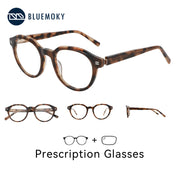 BLUEMOKY (XS Size) Acetate Round Prescription Glasses For Woman Anti Blue Light Custom Progressive Multifocal Optical Eyeglasses