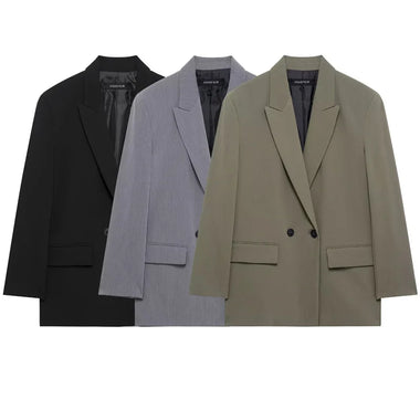 2025 Women's Blazer Spring Office Wear Outerwears Black Green Gray Blazer Long Sleeve Coats Blazers Fitted Suit Jacket