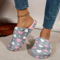Women Sweet Heart-shaped Soft Soled Plush Slippers Winter Warm Home Slippers Female Cute Silent Slides Adults Cute Bedroom Shoes