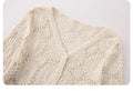 Daisy Embroidery Crochet Top Long Sleeve Button Down V-Neck Sheer Open-knit Blouse Cover Up Women Summer Fairycore Outfit