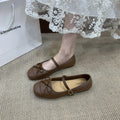 2026 New French Elegant Single Shoes Women Gentle Fairy Style Butterfly Knot Mary Janes Flat Bottom Shoes round Head PVC