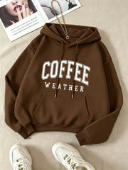 Lady, letter, print pattern, fashionable, round hoodie, long-sleeved hooded shirt winter clothes women sweatshirt hoodie