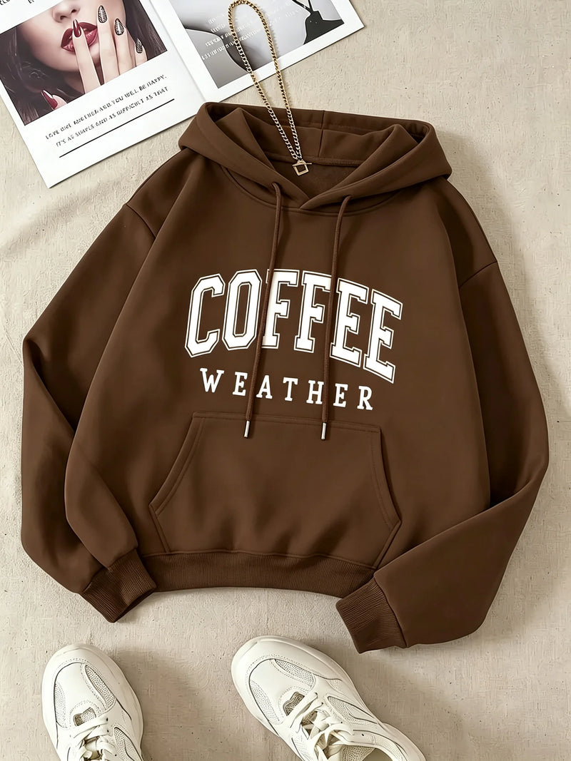 Lady, letter, print pattern, fashionable, round hoodie, long-sleeved hooded shirt winter clothes women sweatshirt hoodie