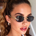 Women Sunglasses Y2K Punk Oval Metal Sunglasses Women 2026 Luxury Designer Vintage Steampunk Rimless Sun Glasses Classic Travelling Eyewear UV400