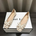 New Women Hollow Out Bow Decor Square Toe Low Heel Flats Breathable Slip On Casual Shoes For Daily Work Vacation