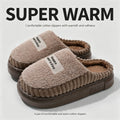 Winter Warm Slippers Women Men Thick Plush Platform EVA Shoes Silent Non-Slip Outdoor Indoor House Slides Cozy Bedroom Mules