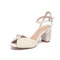 Women Shoes Luxury Wedding Sandals Maogu Women Sandals Fashion High Quality Wedding Shoes Women New Pearls Studs Luxury Peep Toe High Heels Buckle Woman Sandal 43