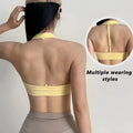 Women's T-Back Adjustable Strap Yoga Halter Sports Bra - Quick-Dry, Breathable, Shockproof Gym Tank Top
