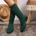 2026 New Winter Stretch Sock Boots Knee-high Boots Women's Thick Bottom Slim High Heel Large Size Round Toe Women's Boots