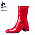Ankle Boots Boots Woman Hot Sale New Ankle Boots For Woman 4CM Chunk Heel Square Toe Side Zip Casual Short Boots Nightclub Fashion Versatile Lady Shoes