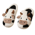 Women Slippers Cow for Winter Home Slippers for Couples Warm Plush Neutral Cartoon Cow Indoor Anti Slip Comfortable Cotton Slippers for Men and Women
