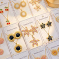 3/6/8/10Sets Fashion Stainless Steel Colorful Drip Oil Earring Necklace Set For Women Mix Style Trendy Heart Flower Jewelry Gift