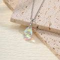 Ladies' elegant colorful water droplet earrings necklace jewelry set, suitable for daily wear, holiday party gifts