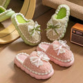 New Women's Plush Slippers - Bow Detail Winter House Shoes, Ultra-Soft Non-Slip Indoor Slippers for Home&Maternity Comfort