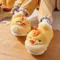 SHAJI Cute Yellow Chicken Plush Slippers For Women Men Couples Winter Warm Thick Non-Slip EVA Sole Soft Fluffy Indoor Home Shoes