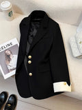 Single Breasted Notched Blazer Jackets Fashion Women Solid Long Sleeve Office Lady Blazers Casual Spring Autumn Female Clothes