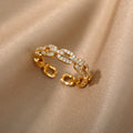 Women Stainless Steel Rings For Luxury Zircon Geometric Rings For Women Stainless Steel Gold Color Open Ring Trendy Wedding Party Aesthetic Jewerly Gift Femme