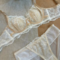 Sensual Lingerie French Lace Underwear Set Summer Thin Beauty Back Adjustable Straps Push Up Anti Sagging Side Support 32-38