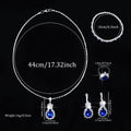 5-Piece Set of Fashionable Women's Colorful Teardrop-Shaped Stainless Steel Rhinestone Jewelry Set, Including Necklace, Bracelet, Earrings, and Ring, as a Holiday Gift for Her