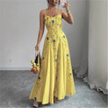 Floral Print Waist Sling Dress Women's Summer New Fashion Sexy Sleeveless Casual Loose A-Line Long Skirt Women's Casual Dresses