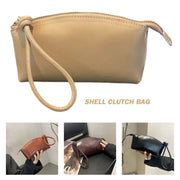 Large Capacity Vegetable Tanned Leather Handbag Simple Design Lightweight Shell Clutch Bag Light Luxury Mobile Phone Bag