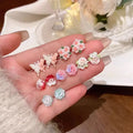 Korean Delicate Candy Sweet Resin Holiday Flower Stud Earrings Set For Women Girls Charm Piercing Jewelry Y2K Gifts Dropship