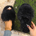 New Autumn Winter Women Fashion Faux Fur Slippers Solid Color Comfort Indoor Home Slippers Woman Lightweight Warm Fluffy Slides