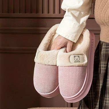 Women's Slippers Autumn and Winter New Couple Thick Soled Indoor and Outdoor Wear Plush Warm and Cute Comfortable CottonSlippers
