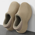 Chunky Platform Waterproof Plush Slippers Women Outdoor Non Slip Thicken Warm Sport Cotton Shoes Couple Thick Sole Plush Slides