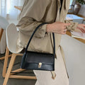 Fashion Retro Women's Shoulder Bag Simple Solid Colour Handbag Vintage Underarm Bag PU Material Flap Bag