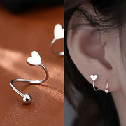 2 Pc/1 pairs Stainless Steel Piercing Screw Ball Star Ear Bone Rotating Line Wave Mini Studs Women Unusual Earrings Jewelry Gift
