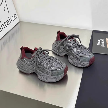 Women's Platform Sneakers 2025 Autumn Luxury Brand Casual Shoes with Breathable Mesh Designer Thick-soled Vulcanized Shoes Mujer