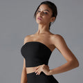 Women Padded Bandeau Tube Top Strapless Wireless Sports Bra Solid Bodycon Yoga Crop Top Push Up Underwear Sexy Fitness Gym Top