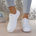 Women Lace Up Canvas Shoes Comfortable Flat Heel Lightweight Non Slip Casual Walking Shoes for Daily Outdoor Travel