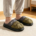 Long Plush Thick Warm Winter Slippers Women Waterproof Down Outdoor Slippers Unisex Mix Color Non Slip Cotton Shoes Woman Comfy