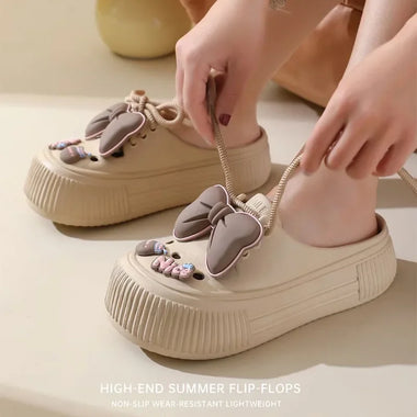 New Sandals DIY  Platform Sandals for Women 2026 Summer Thick Sole Beach Sandals Woman Flowers Non Slip EVA Clogs Garden Shoes