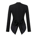 Women Solid Color Blazer V Neck Suits Coats Padded Shoulders Belted Waist Button-down Pointed Hem Jacket Office Lady Outerwear