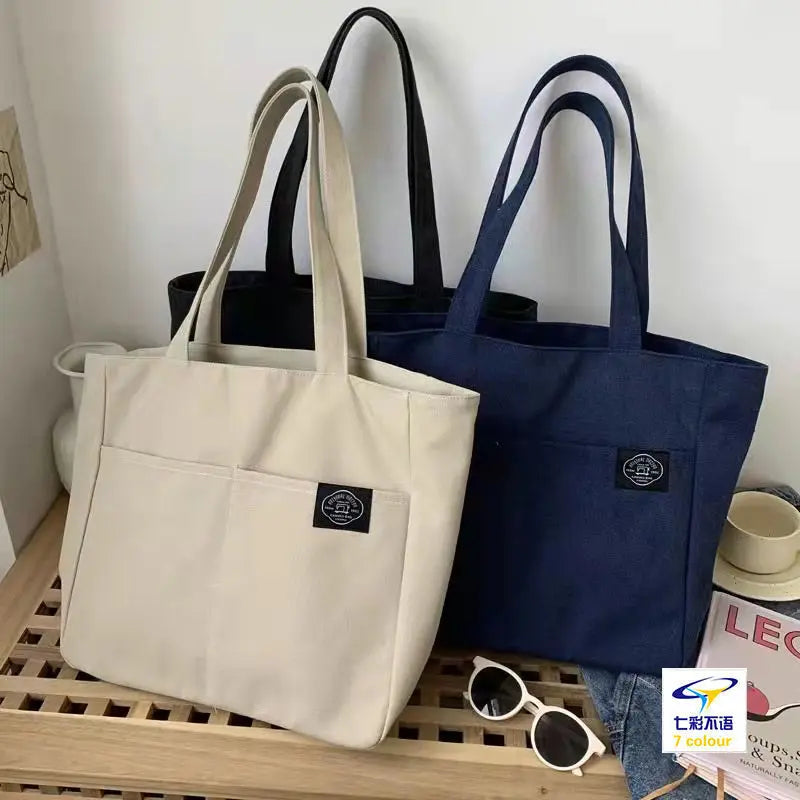 Canvas Bags for Woman Tote Bag, Large Capacity Shoulder Bag for Women Student, Soft Handbag with Zipper Closure Multiple Pockets
