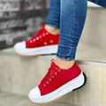 Women's Graphic Canvas Sneakers Women's Casual Shoes 2026 Autumn New Women's Sneakers Flat Lace Up Zapatos Mujer Chaussure Femme